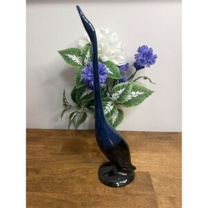 Vintage Blue Mountain Pottery Tall Heron Crane Bird Figurine‎ Canada Drip Glaze